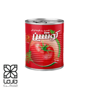 رب گوجه‌فرنگی کوشین ۸۰۰ گرمی در قوطی فلزی، مناسب مصرف سازمانی، پک معیشتی و خرید عمده از دارما مارکت