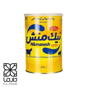 روغن حیوانی نیک‌منش با بسته‌بندی زرد، روغن زرد سنتی تهیه‌شده از شیر گاو و گوسفند، مناسب برای پخت غذا در رستوران‌ها، ارگان‌ها و مصرف سازمانی
