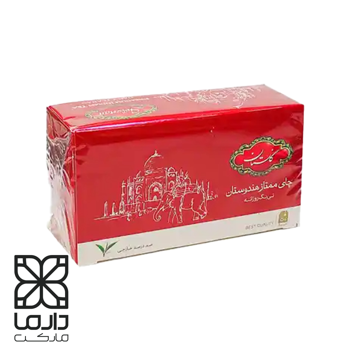 چای تی‌بگ گلستان ۵۰ عددی، چای کیسه‌ای بدون اسانس، مناسب برای پک‌های پذیرایی سازمانی و خرید عمده برای ارگان‌ها